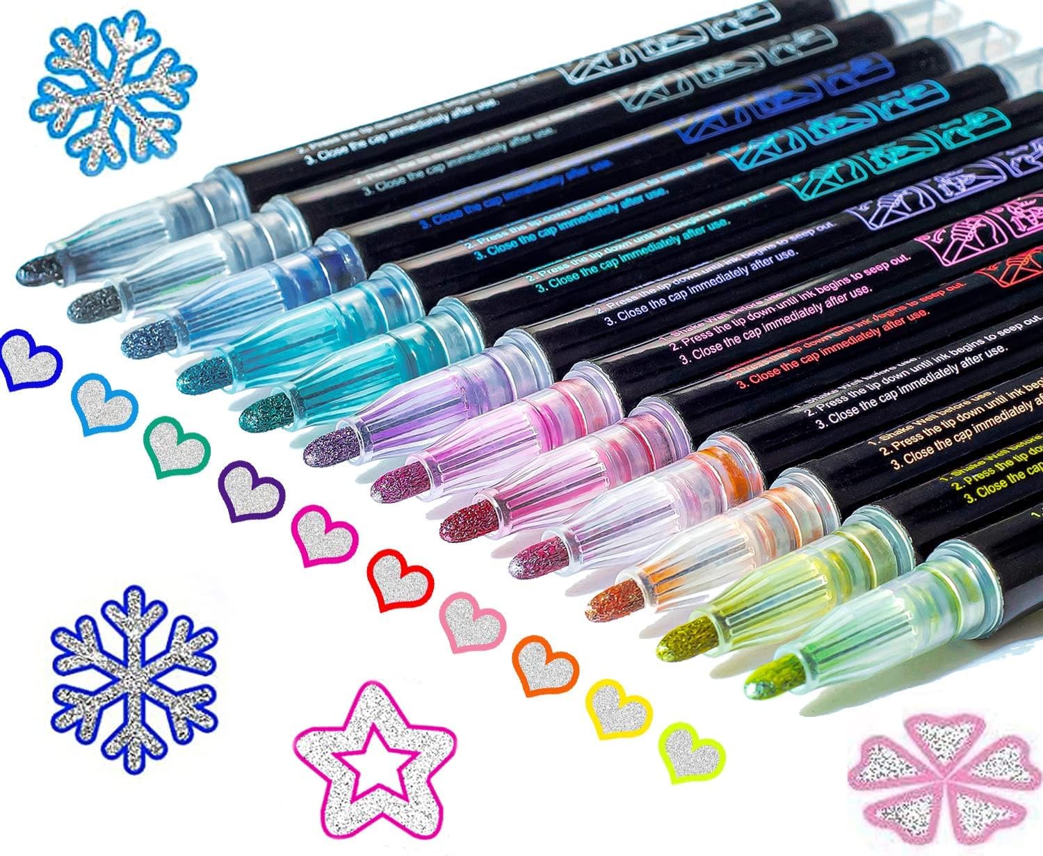 KOUSICOO Glitter Markers – 12 Shimmer Pens